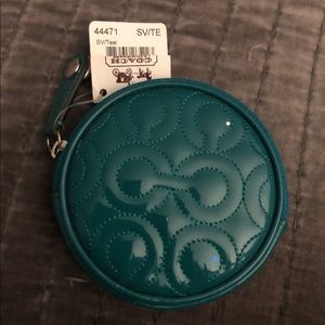 Teal coach coin purse